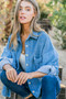 And The Why Button Down Corduroy Contrast Texture Long Sleeve Shacket
