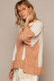 POL Notched Frayed Edge Contrast Top