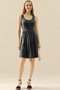 Doublju Full Size Round Neck Ruched Sleeveless Dress with Pockets