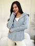 Culture Code Full Size Ribbed Zip Up Drawstring Hooded Jacket