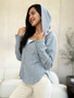 Culture Code Full Size Ribbed Zip Up Drawstring Hooded Jacket