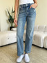 Judy Blue Full Size Mid Rise Distressed Straight Jeans