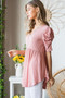 Heimish Full Size Waffle Knit V-Neck Babydoll Top