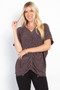 Be Stage Full Size Lurex Center Elastic Cinched Knit Top