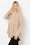 Be Stage Full Size Long Sleeve Peplum Cable Knit Hoodie