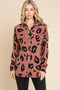 BOMBOM Animal Print Button Up Knit Shacket