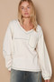 POL V-Neck knit Panel Exposed Seam Top