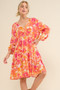And The Why Full Size Printed Tie Back Long Sleeve Dress