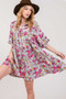 SAGE + FIG Floral Button Down Mini Shirt Dress