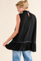 And The Why Lace Detail Sleeveless Ruffled Top