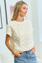 First Love 3D Mesh Flower Round Neck Short Sleeve Top