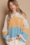 POL Color Block Long Sleeve Hooded Sweater