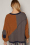 POL Color Block Half Zip Dropped Shoulder Sweatshirt