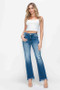 bytos Full Size Raw Hem Distressed Mid Rise Straight Jeans
