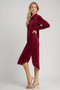 Umgee Texture Curved Hem Button Down Shirt Dress