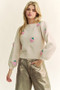 Davi & Dani Crochet Strawberry Round Neck Sweater