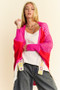 Davi & Dani Openwork Contrast Open Front Cardigan