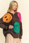 Davi & Dani Contrast Smile Round Neck Oversize Sweater