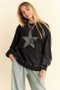Davi & Dani Stud Star Patch Acid Washed Sweatshirt