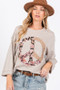 SAGE + FIG Floral Peace Patch Round Neck Top