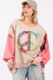 SAGE + FIG Full Size Contrast Peace Patch Dropped Shoulder Sweatshirt