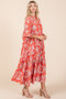 Mittoshop Abstract Leaf Print Tiered Ruffle Dress