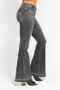 Judy Blue Full Size Mid Rise Tummy Control Washed Gray Release Hem Flare Jeans Plus Size