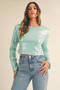 MABLE Shoulder Padded Sequin Crop Top