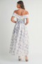 MABLE Floral Printed Off Shoulder Maxi Dress