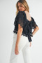 MABLE Square Neck Crochet Lace Top With Double Bow Tie
