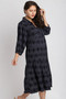 Umgee Full Size Solid Dotted Jacquard Midi Dress Plus Size