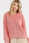Mittoshop Distressed Hem Round Neck Dropped Shoulder Sweater