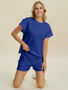 Double Take Full Size Texture T-Shirt and Shorts Set