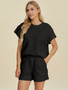 Double Take Full Size Texture T-Shirt and Shorts Set