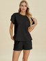 Double Take Full Size Texture T-Shirt and Shorts Set