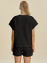 Double Take Full Size Texture T-Shirt and Shorts Set
