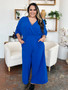 Double Take Full Size Surplice Wide Leg Jumpsuit with Pockets