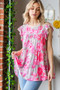 Heimish Full Size Butterfly Sleeve Round Neck Floral Tiered Top Plus Size