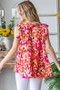 Heimish Full Size Butterfly Sleeve Floral Tiered Top Plus Size