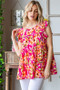 Heimish Full Size Butterfly Sleeve Floral Tiered Top Plus Size