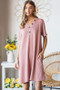 Heimish Full Size Solid Ribbed Mini Dress with Button Plus Size