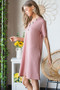 Heimish Full Size Solid Ribbed Mini Dress with Button Plus Size
