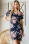 Heimish Full Size Ruched Floral Mini Dress Plus Size