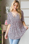 Heimish Full Size Short Sleeve Crisscross Animal Babydoll Top Plus Size