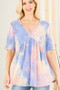 Heimish Full Size Crisscross Tie Dye Babydoll Top Plus Size