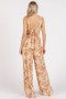 Mittoshop Flower Print Gathered Bust Sleeveless Jumpsuit