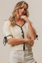 BiBi Contrast Binding Buttoned Cardigan