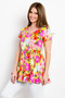 Be Stage Full Size Floral Wrinkle Free Ruffled Blouse