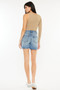 Kancan Full Size Raw Hem High Waist Denim Shorts