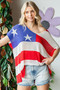 First Love Full Size USA Flag Drop Shoulder Knit Top